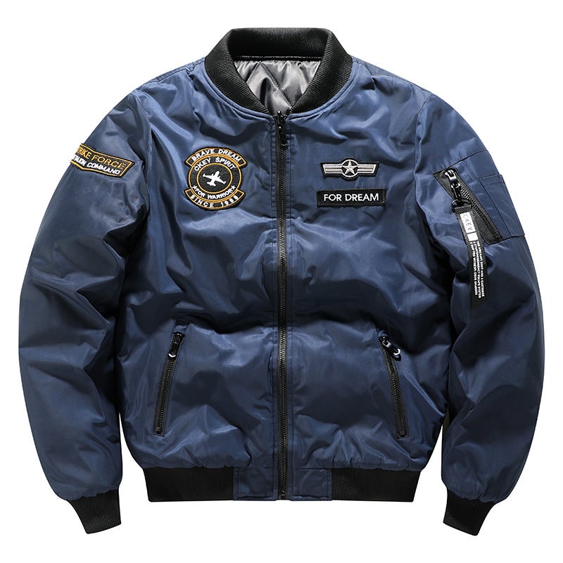 Men'S Double-Face Flying Jacket Cotton-Padded Aviator Jacket Thickened Large Size Military Outdoor Down Cotton Fashionable Baseball Suit - Image 4