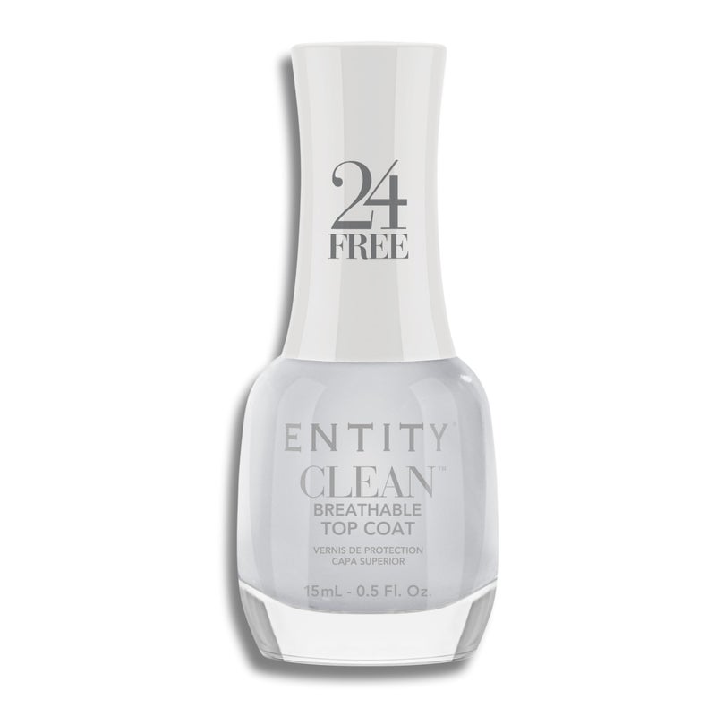 Entity Clean Top Coat Breathable Nail Lacquer 05 oz Vegan and Cruelty Free Nail Polish with Added Biotin Halal Nail Polish Top Coat Organic Fingernail Polish