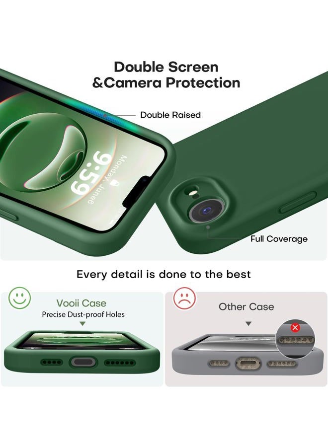 Vooii Compatible with iPhone 16e Case, Liquid Silicone Upgrade [Camera Protection] [Soft Anti-Scratch Microfiber Lining] Shockproof Phone Case for iPhone 16e 6.1 inch - Green - Image 3
