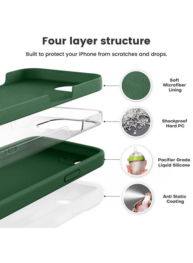 Vooii Compatible with iPhone 16e Case, Liquid Silicone Upgrade [Camera Protection] [Soft Anti-Scratch Microfiber Lining] Shockproof Phone Case for iPhone 16e 6.1 inch - Green - Image 2