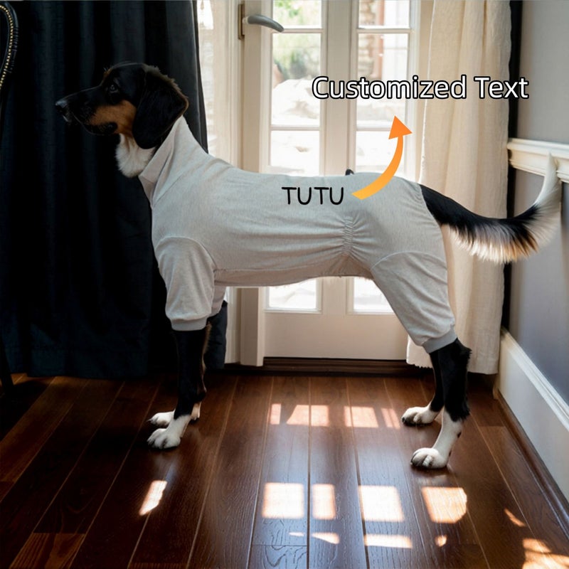 Gray 5XL Custom Dog Pajamas Thermal Wear Full Coverage Four Legged Suit Anti Shedding High Elasticity Winter Warm Clothes Machine Washable Pet Sleepwear Loungewear - Image 4