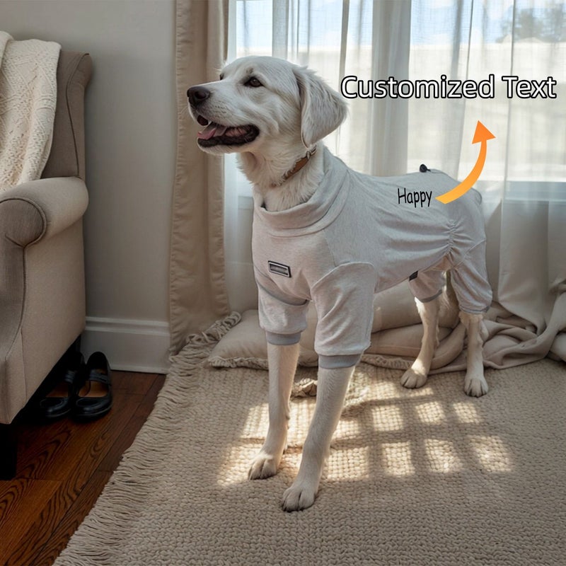 Gray 5XL Custom Dog Pajamas Thermal Wear Full Coverage Four Legged Suit Anti Shedding High Elasticity Winter Warm Clothes Machine Washable Pet Sleepwear Loungewear - Image 2