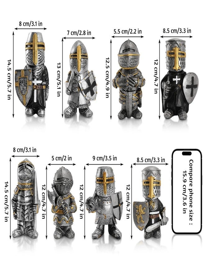 CAFELE Knights Templar Garden Gnomes - 2022 Gothic Knight Guardian Gnome, Medieval Crusader Miniature European Knights Garden Statue Sculpture Outdoor Yard Lawn Decor Make Your Garden More Beautiful (8 pcs) - Image 2