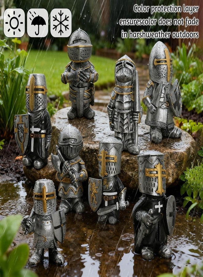 CAFELE Knights Templar Garden Gnomes - 2022 Gothic Knight Guardian Gnome, Medieval Crusader Miniature European Knights Garden Statue Sculpture Outdoor Yard Lawn Decor Make Your Garden More Beautiful (8 pcs) - Image 5