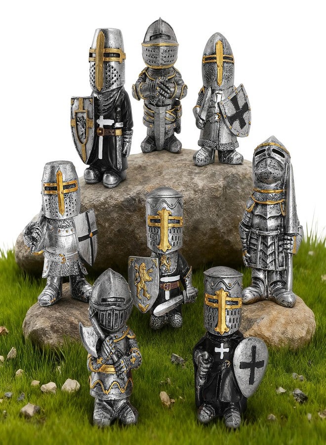 CAFELE Knights Templar Garden Gnomes - 2022 Gothic Knight Guardian Gnome, Medieval Crusader Miniature European Knights Garden Statue Sculpture Outdoor Yard Lawn Decor Make Your Garden More Beautiful (8 pcs) - Image 1