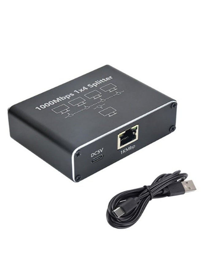 إتش إل تيك موزع شبكة جيجابت إيثرنت - موزع شبكة من 1 إلى 4 مع كابل طاقة USB، محول إنترنت RJ45 بسرعة عالية 1000 ميجابت في الثانية لكابل Cat 5/5e/6/7/8 [4 أجهزة متصلة بالشبكة في وقت واحد] - Image 5