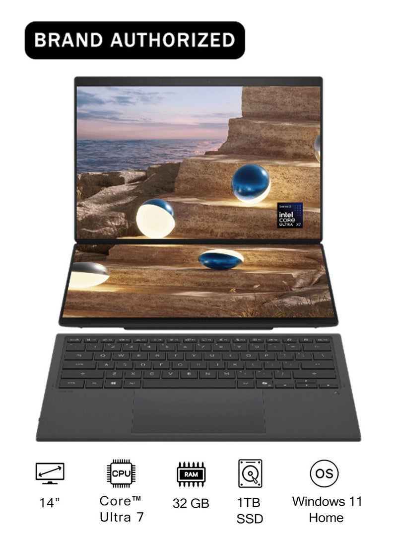 ASUS Zenbook DUO Laptop With 14-Inch 3K OLED 120 Hz Display, Core™ Ultra 7 355 Processor/32GB RAM/1TB SSD/Intel® Arc™ Graphics/Windows 11 Home/ English/Arabic Gray - Image 1
