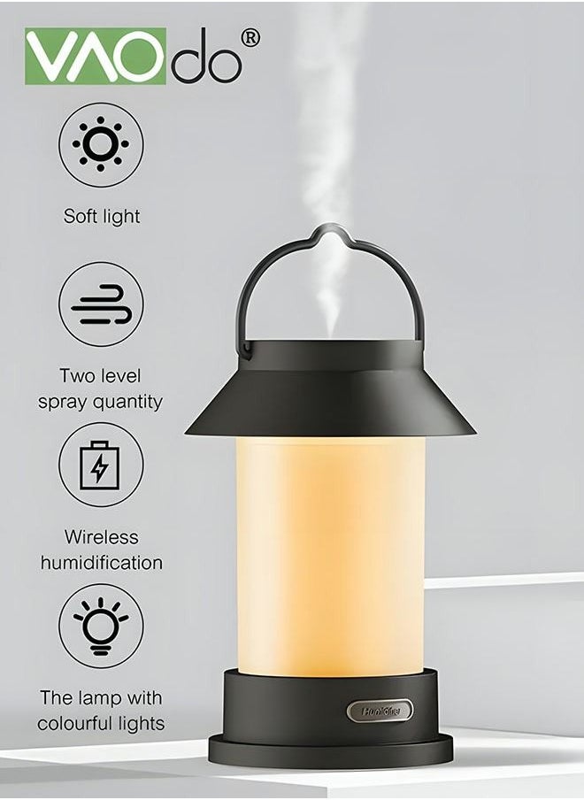 Portable Humidifier Kerosene Lamp Shape 3 Kinds of Lights Silent Humidifier