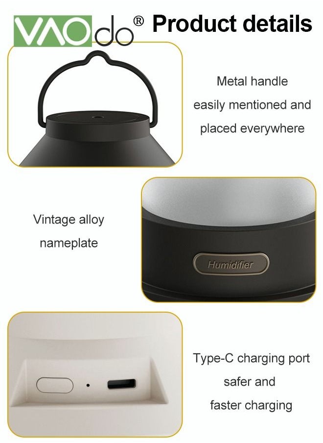 Portable Humidifier Kerosene Lamp Shape 3 Kinds of Lights Silent Humidifier