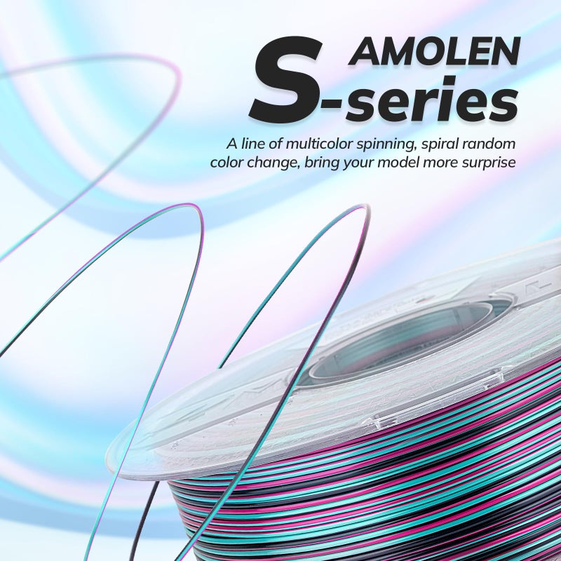 AMOLEN Silk PLA 3D Printer Filament, Shiny Multicolor Rainbow PLA Filament 1.75mm, Fast Color Change PLA 3D Printing Filament for Most FDM 3D Printer, Black Turquoise Magenta, 1kg (2.2lbs) - Image 2