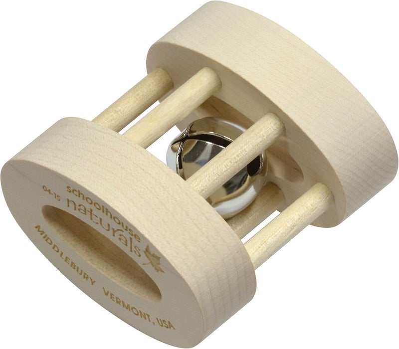 Maple Landmark Oval Bell Rattle - Unfinished Wooden Baby Toy - Image 1