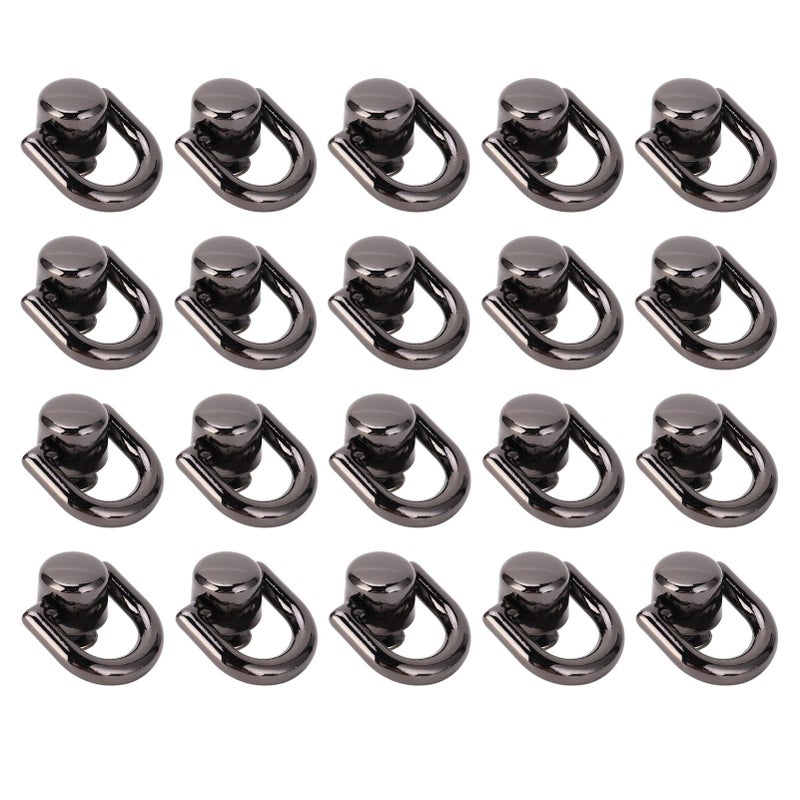 Silver Black D Ring Rivet Ball Studs 20PCS Zinc Alloy Iron Button Studs for Leather Craft Handbags Backpacks Pet Collars - Image 2