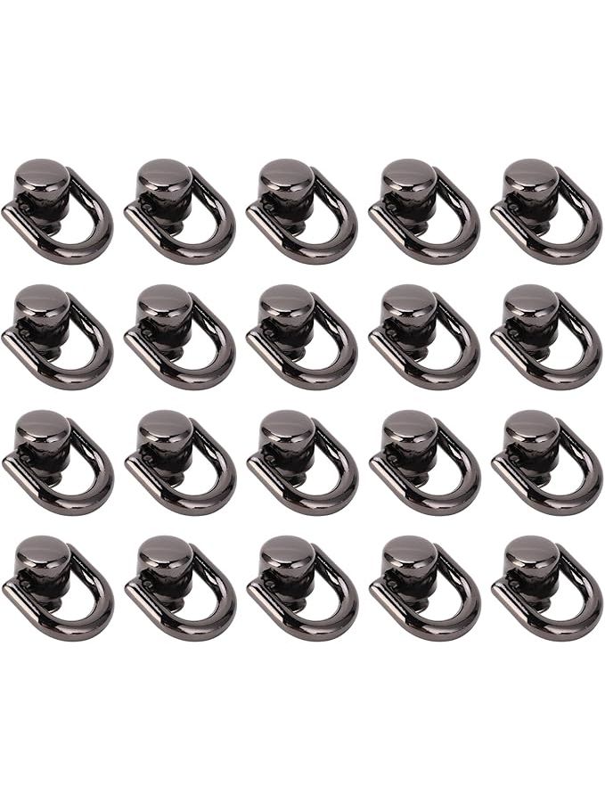 Silver Black D Ring Rivet Ball Studs 20PCS Zinc Alloy Iron Button Studs for Leather Craft Handbags Backpacks Pet Collars - Image 1