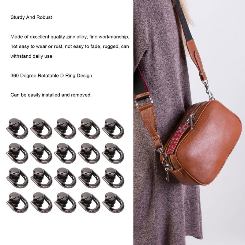 Silver Black D Ring Rivet Ball Studs 20PCS Zinc Alloy Iron Button Studs for Leather Craft Handbags Backpacks Pet Collars - Image 5