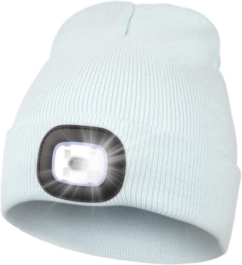 MELASA Unisex Hat with Light, USB Rechargeable Hands Free Headlamp LED Beanie, Winter Gifts for Men Dad Father Husband Him - Image 1