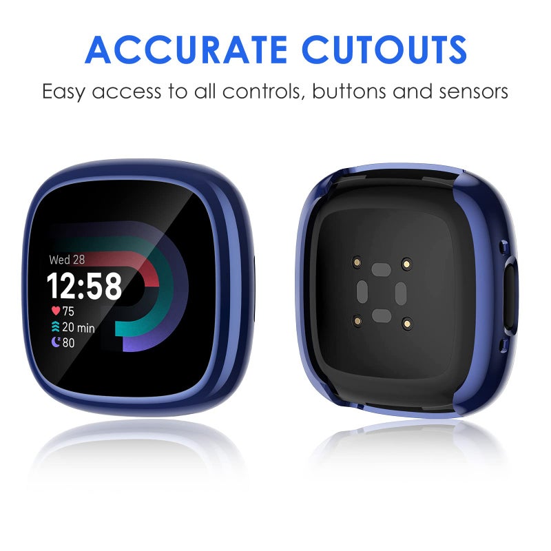 NANW حافظة واقية مع واقي شاشة من NANW 4 قطع متوافقة مع Fitbit Sense 2/Versa 4، حواف TPU ناعمة تغطي الحماية الكاملة لساعة Versa 4/Sense [مقاومة للخدوش] - Image 5