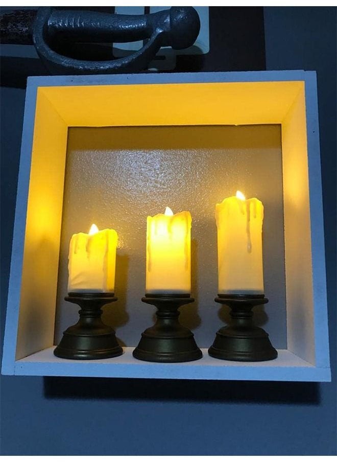 ماركة غير محددة ✅شموع ليد مضيئة مكونة من 3 قطع اضواء LED تعمل بالبطارية بلون ابيض دافئ10&12&14سم لديكورات المنزل و غرف النوم ولحفلات الزفاف، الطاولات، الاحتفالات، ديكورات عيد الميلاد امنه جدا وتاتي مع بطاريات  - Image 1