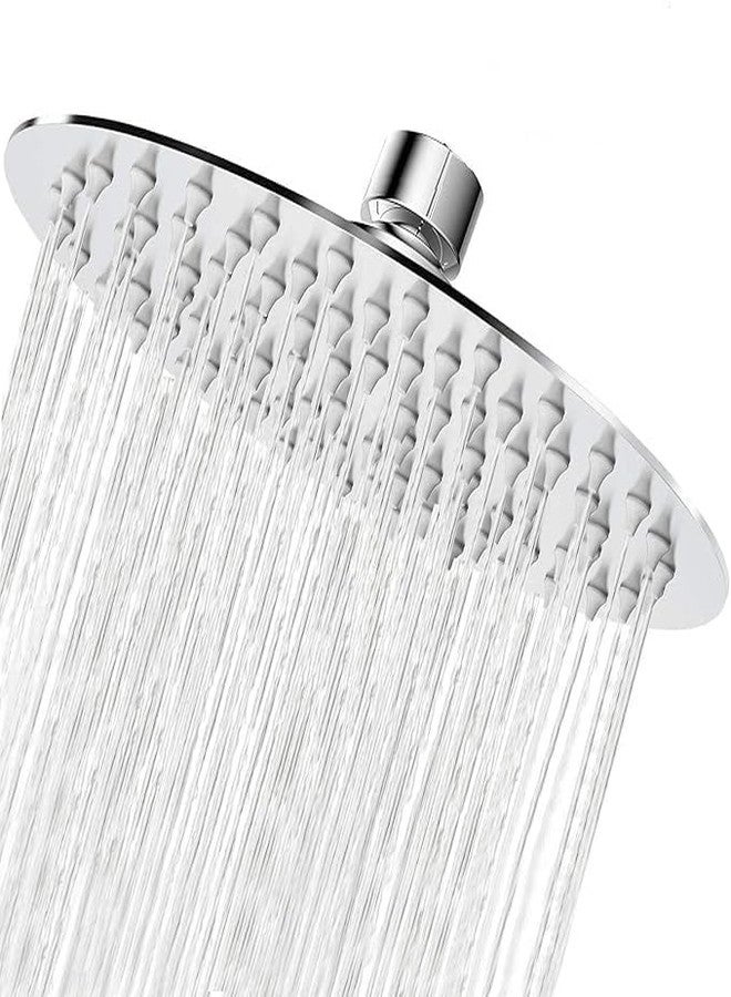 NIKZO Stainless Steel Round Shower Head - 6-Inch High-Pressure Rain Shower, Durable Brass Construction, Modern Bathroom Fixture (6 inch- round shower, 1 Count) - Image 1