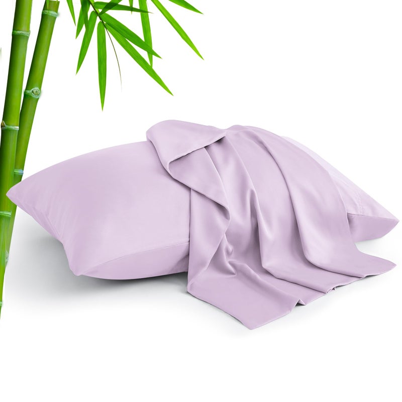 بيديليت حالات وسادة بيدليت مجموعة بحجم كوين من رايون مستمدة من حالات وسادة تبريد الخيزران للنوم الساخن والتعرق الليلي في وسادات المظروف الناعم الحريري (الضوء الأرجواني 20 "× 30" ") - Image 1