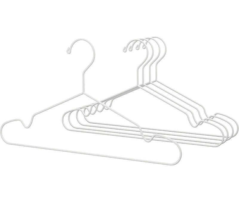 Hangers Set of 5, White, Slim Steel Clothes Hangers for Indoor and Outdoor Use, Space-Saving Garment Hangers with Anti-Slip Strap Grooves for Wardrobe, Air Drying and Bathroom - Image 1