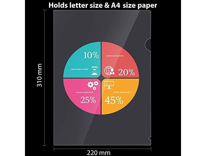 FUTURE X L Folder File A4 Size 20 Set Heavy Duty Transparent Clear Document Holder Paper Holders Organizer 20 Sleeves|Thickness 200 Micron|Paper Organize|Suitable For School,Offices&Projects J - Image 5