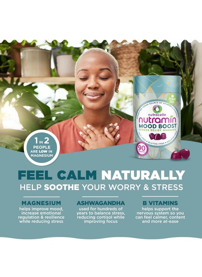 Nutracelle - NUTRAMIN Mood Boost Multivitamin Gummy - Delicious & Yummy Anti-Stress Magnesium Ashwagandha Gummies + B Complex Vitamins for Focus and Calm - Sugar-Free, Vegan, Gluten-Free, Allergy-Safe (90 Count) - Image 1