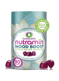 NUTRAMIN Mood Boost Multivitamin Gummy - Delicious & Yummy Anti-Stress Magnesium Ashwagandha Gummies + B Complex Vitamins for Focus and Calm - Sugar-Free, Vegan, Gluten-Free, Allergy-Safe (90 Count)