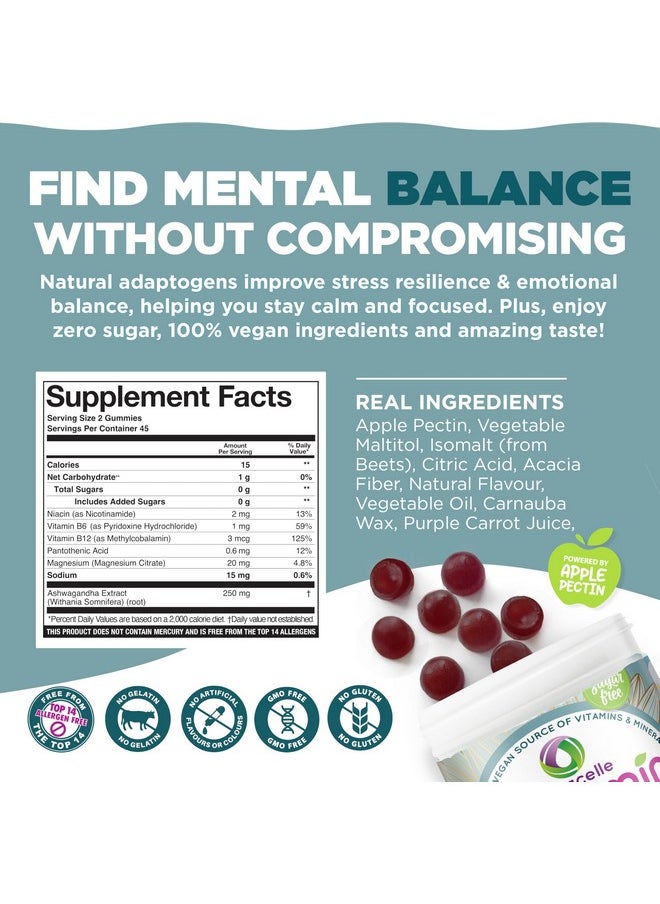 Nutracelle - NUTRAMIN Mood Boost Multivitamin Gummy - Delicious & Yummy Anti-Stress Magnesium Ashwagandha Gummies + B Complex Vitamins for Focus and Calm - Sugar-Free, Vegan, Gluten-Free, Allergy-Safe (90 Count) - Image 1