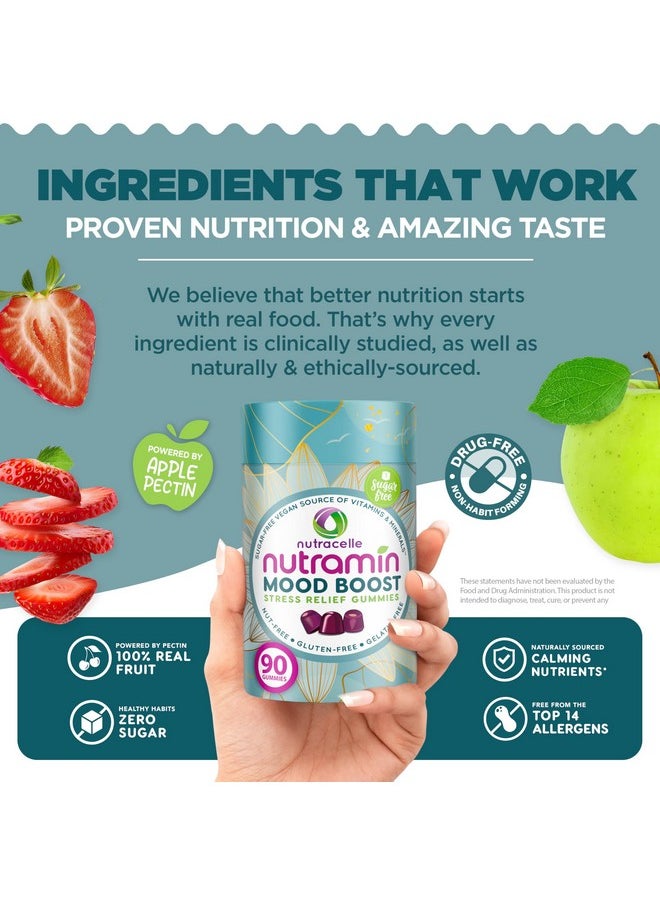 Nutracelle - NUTRAMIN Mood Boost Multivitamin Gummy - Delicious & Yummy Anti-Stress Magnesium Ashwagandha Gummies + B Complex Vitamins for Focus and Calm - Sugar-Free, Vegan, Gluten-Free, Allergy-Safe (90 Count) - Image 1