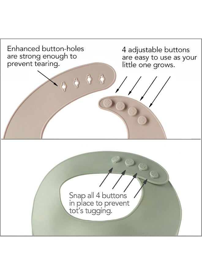 YMCF Products 2-Pack Waterproof Silicone Baby Bib Light Weight Comfortable Easy Wipe Clean - Image 4