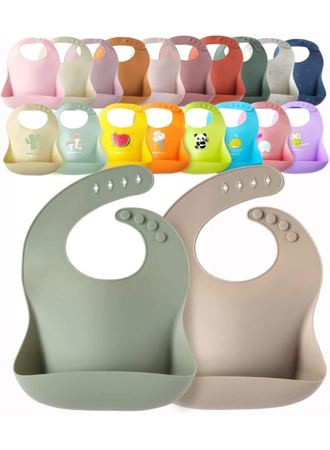 YMCF Products 2-Pack Waterproof Silicone Baby Bib Light Weight Comfortable Easy Wipe Clean - Image 1