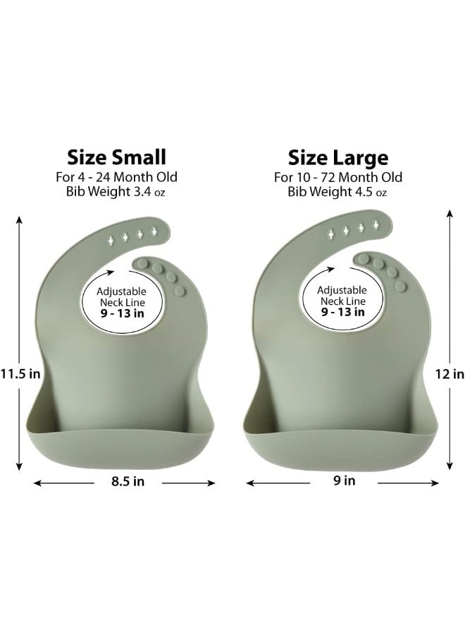 YMCF Products 2-Pack Waterproof Silicone Baby Bib Light Weight Comfortable Easy Wipe Clean - Image 2