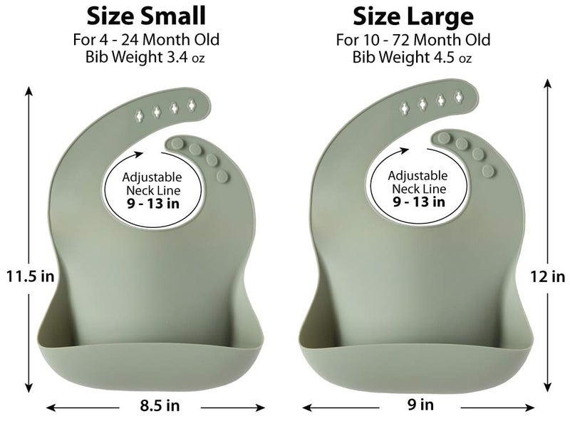 YMCF Products 2-Pack Waterproof Silicone Baby Bib Lightweight Comfortable Easy-Wipe Clean (Sea Shell/Seafoam Green, Small) - Image 2