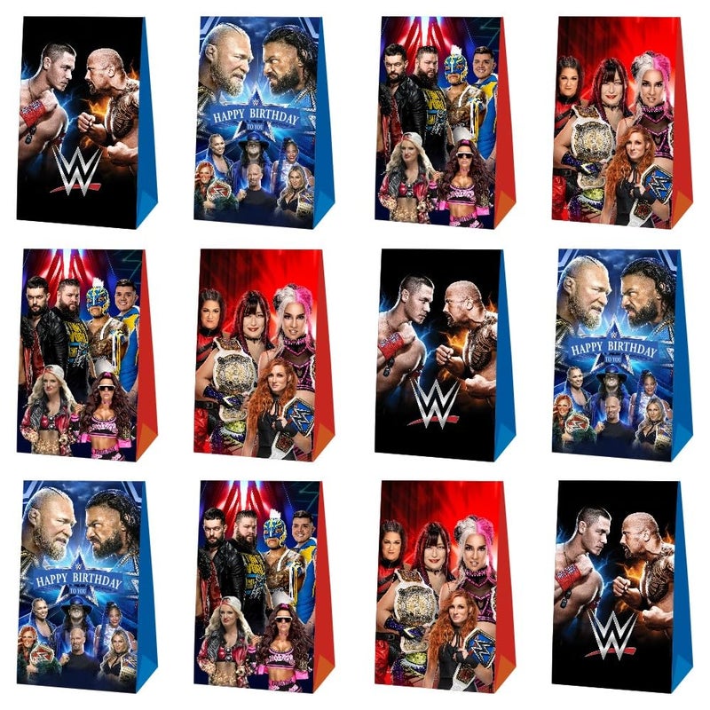 ARHAVI 12Pcs Party Gift Bags Goodie Bags Party Supplies for Wresting Birthday Decorations - Image 4