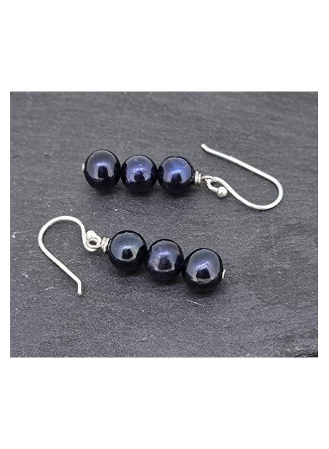 TreasureBay Womens Handmade Black Pearl Earrings with 925 Sterling Silver Dangle Drop Earrings, Sterling Silver, Freshwater Pearl  - Image 4