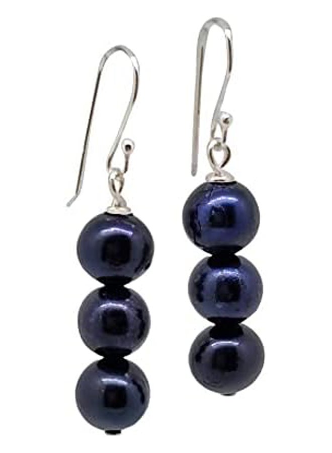 TreasureBay Womens Handmade Black Pearl Earrings with 925 Sterling Silver Dangle Drop Earrings, Sterling Silver, Freshwater Pearl  - Image 2