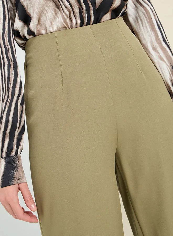 Styli Solid Ankle Length Straight Leg Trouser