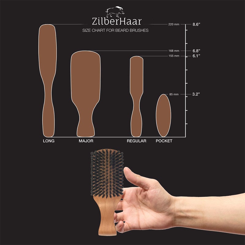 ZilberHaar Major Hair & Beard Brush for Men - Boar Bristles and Pearwood - All Beard and Hair Types - Made in Germany - Image 3
