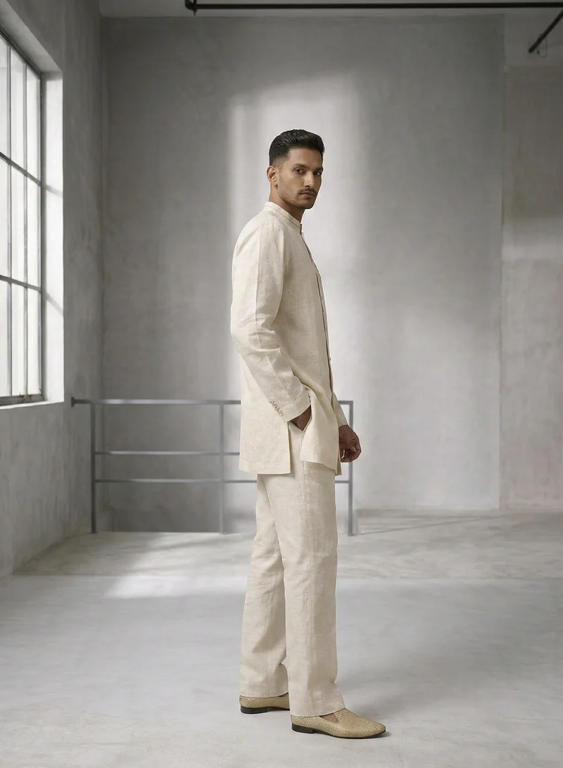 Lehar Sand-Wash Linen Co-ord Set with Narrative Embroidery