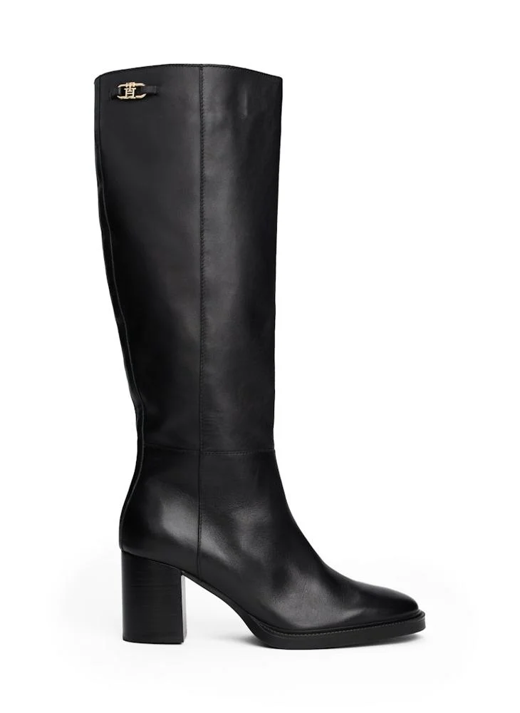 TOMMY HILFIGER Leather TH Monogram Horsebit Knee-High Boots