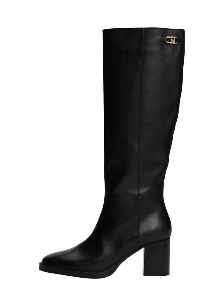 TOMMY HILFIGER Leather TH Monogram Horsebit Knee-High Boots