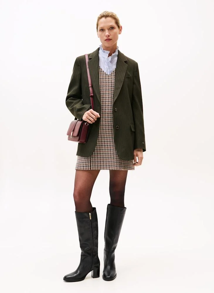 تومي هيلفيغر Leather TH Monogram Horsebit Knee-High Boots