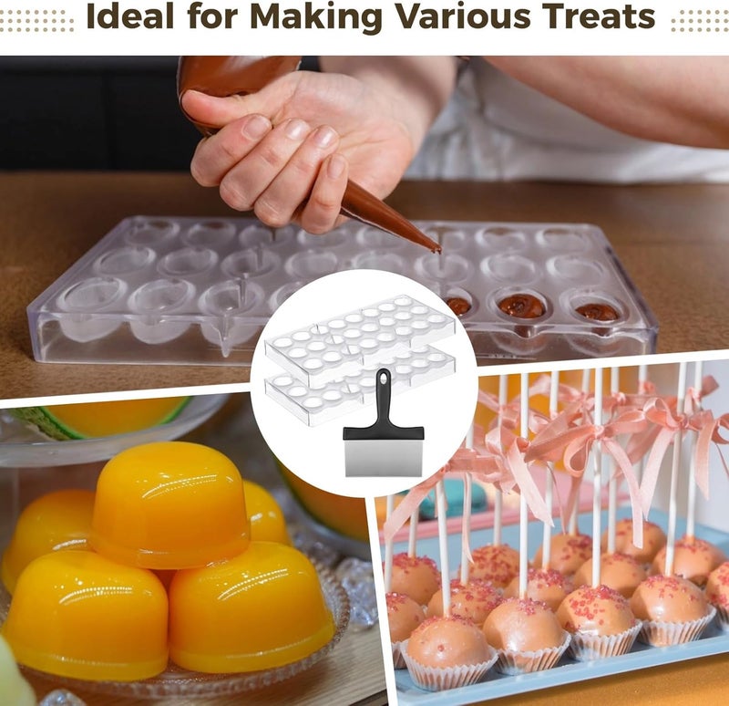 2-Pack Chocolate Molds with Stainless Steel Scraper, 24-Cavity Half-Ball Molds for DIY Projects, Transparent Plastic Mold Set for Chocolate Work - Image 5