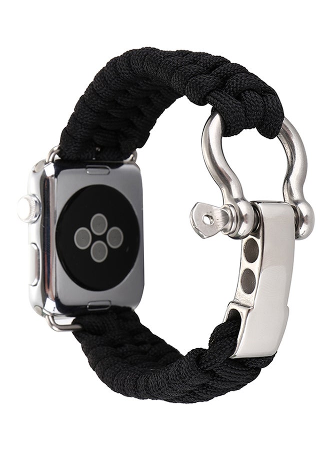 NIBEMINENT Nylon Woven Belt Replacement Band For Apple Watch 42mm Series 1/2/3 Black - Image 1