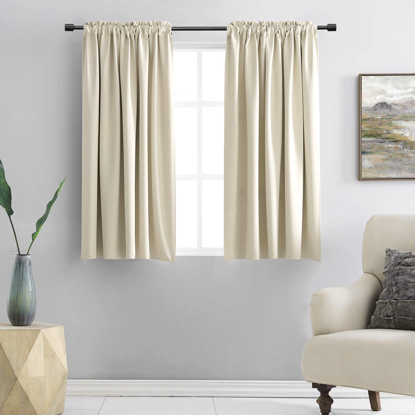 DONREN Cream Beige Room Darkening Curtain Panels for Bedroom Thermal Insulated Rod Pocket Drapes for Living Room W 42 x L 45 Inch2 Panels