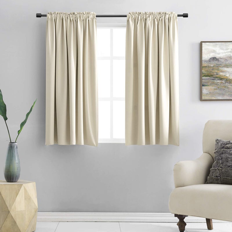DONREN Cream Beige Room Darkening Curtain Panels for Bedroom  Thermal Insulated Rod Pocket Drapes for Living Room W 42 x L 45 Inch2 Panels