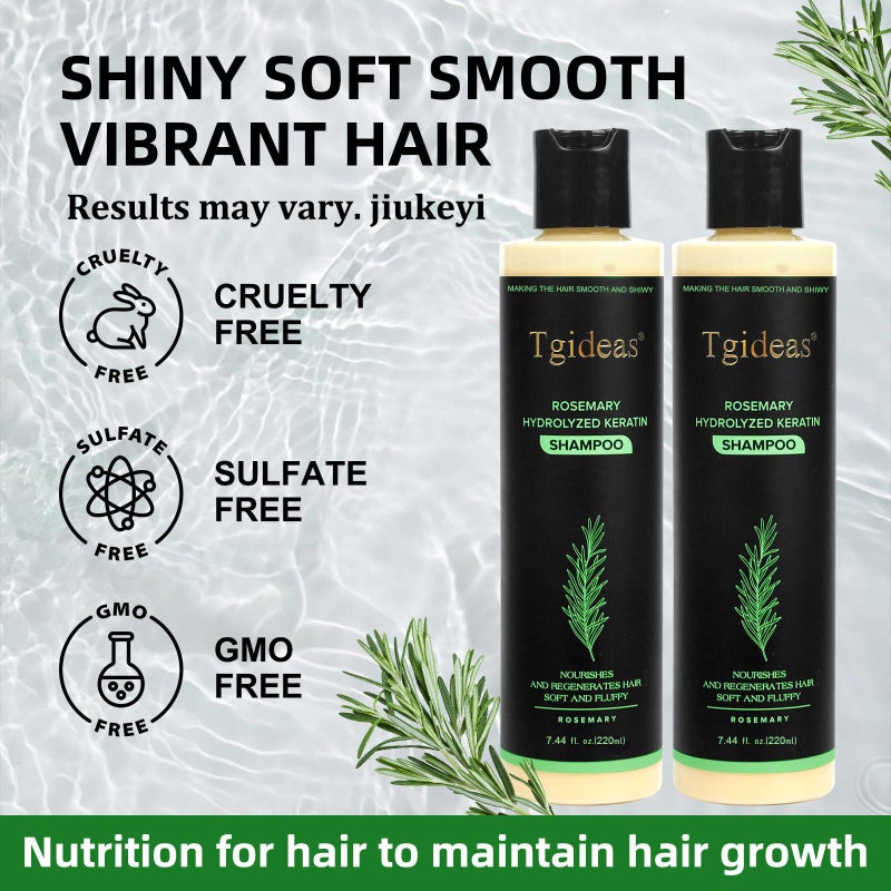 Tgideas Organic Rosemary Hair Growth Shampoo for Women and Men-Natural Thickening & Strengthening Shampoo with Hydrolyzed Keratin for Thinning Hair & Hair Loss 7.4 fl.oz - 2 Packs - Image 5