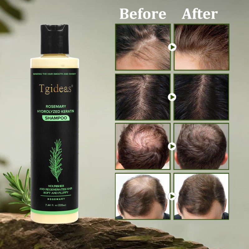 Tgideas Organic Rosemary Hair Growth Shampoo for Women and Men-Natural Thickening & Strengthening Shampoo with Hydrolyzed Keratin for Thinning Hair & Hair Loss 7.4 fl.oz - 2 Packs - Image 3