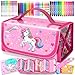 ABERLLS Washable Markers Set with Glitter Unicorn Pencil Case Art Supplies for Kids Ages 568 Birthday Gifts Toys for Girls 5 6 7 8 9 10 Year Old Arts Crafts Coloring Set with Crayon Pencil Gel Pen - Image 2