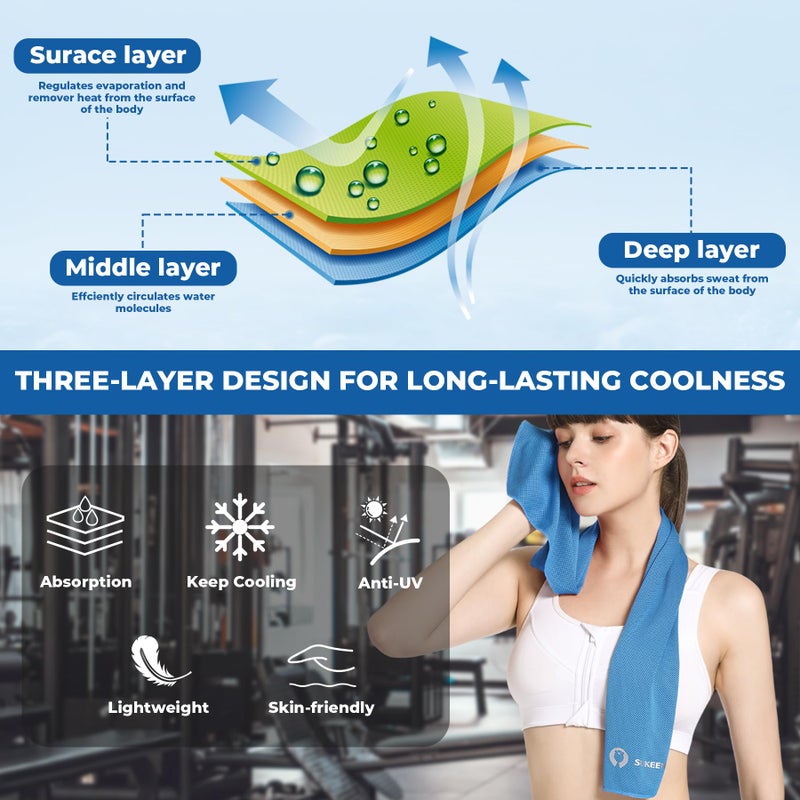 Sukeen Cooling Towels 6 Pack (40"x 12"), Cooling Towels for Neck and Face, Cooling Rags, Lightweight Soft Breathable Towels for Yoga, Sport, Workout, Running, Gym, Camping, Fitness - Image 2